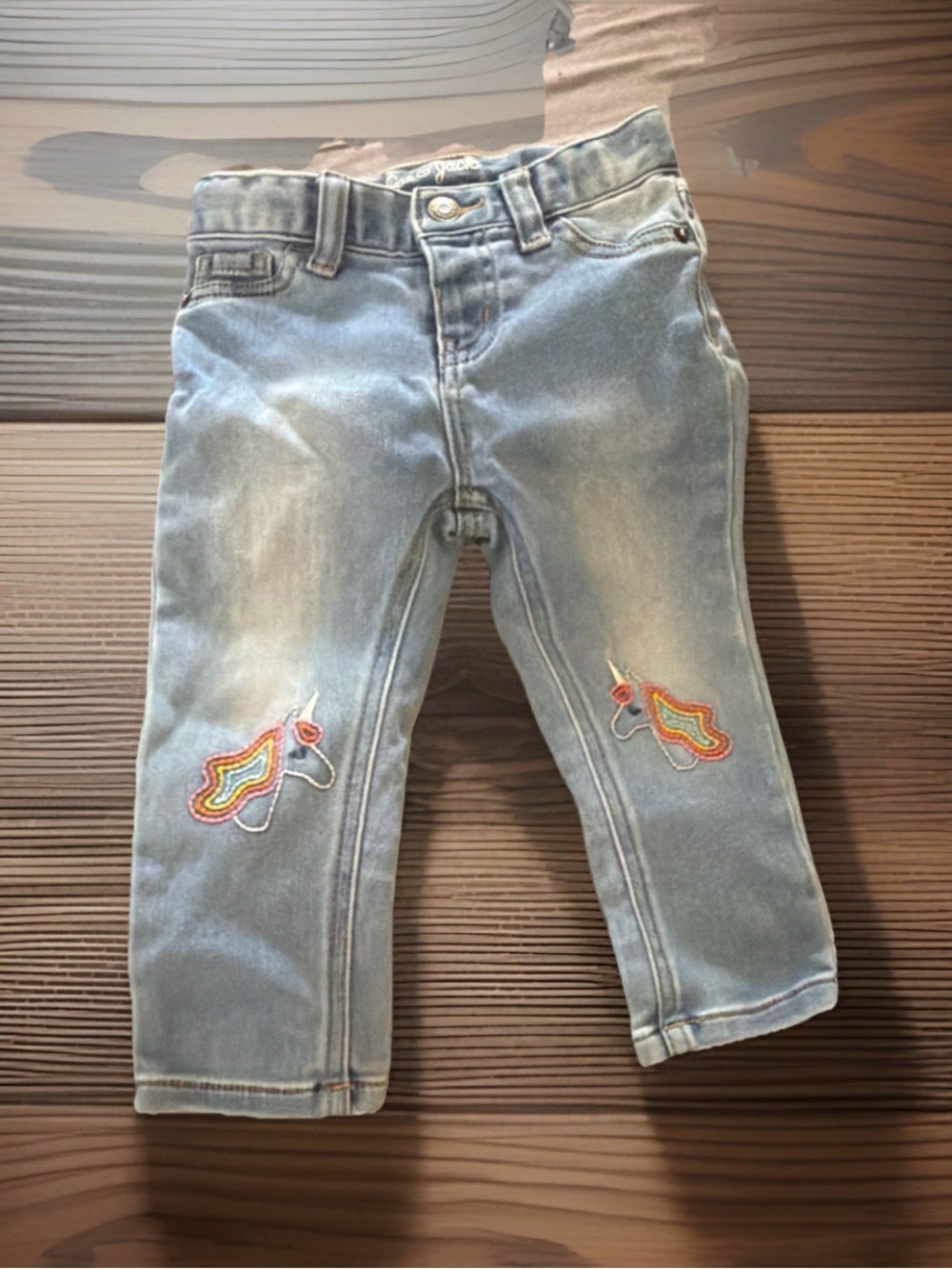 Cat & Jack Light Blue Jeans / Jeggings with Rainbow Unicorn Patches